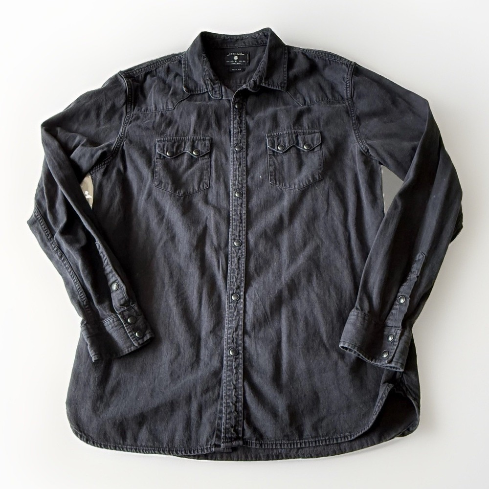 Zara Man Denim Jacket Long Sleeve Button Up Size XL
